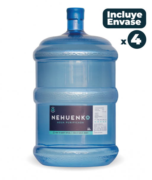 4 Recargas con Botellón de 20 Litros