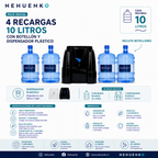 Pack Inicial: 4 Recargas 10 Litros con Botellón y Dispensador Plástico