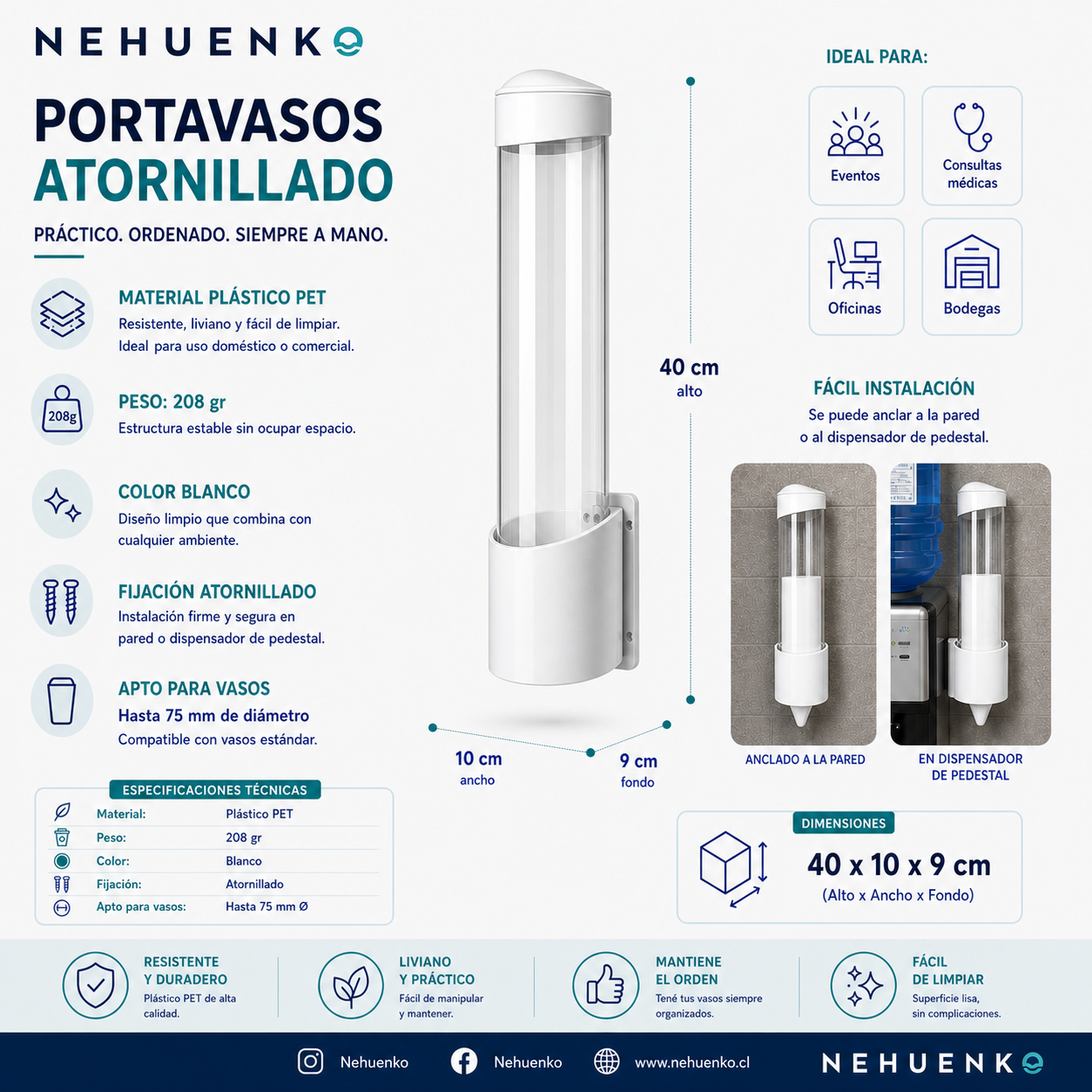 Portavasos Atornillado