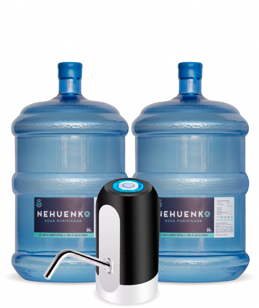 Pack Inicial: 2 Recargas 20 Litros con Botellón y Bomba USB W04 Negra