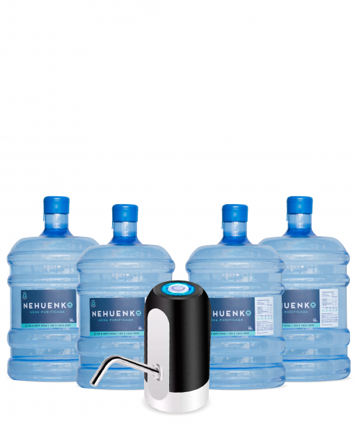 Pack Inicial: 4 Recargas 10 Litros con Botellón y Bomba USB W04 Negra