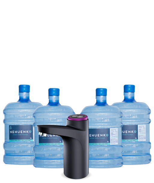 Pack Inicial: 4 Recargas 10 Litros con Botellón y Bomba USB W07 PRO - Negro