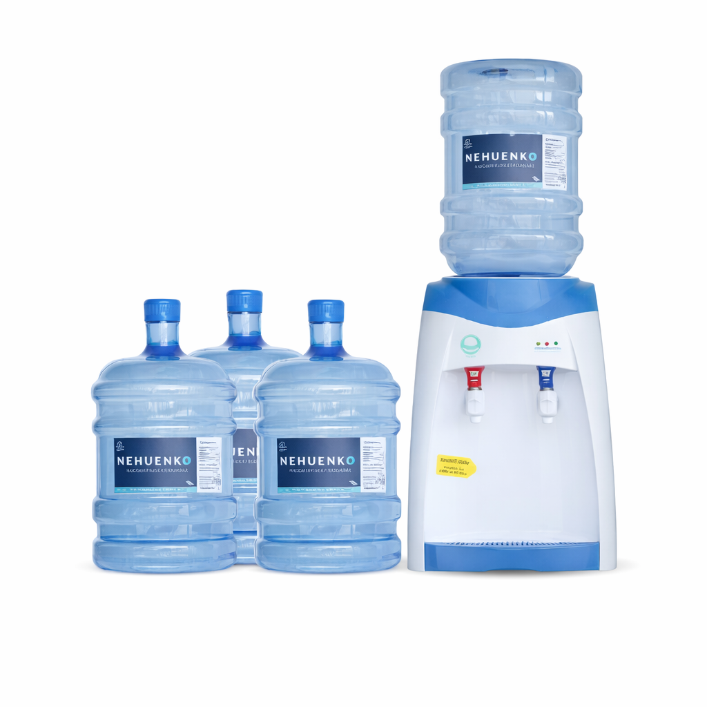 Pack Inicial: 4 Recargas 10 Litros con Botellón y Dispensador frío caliente sobremesa Azul