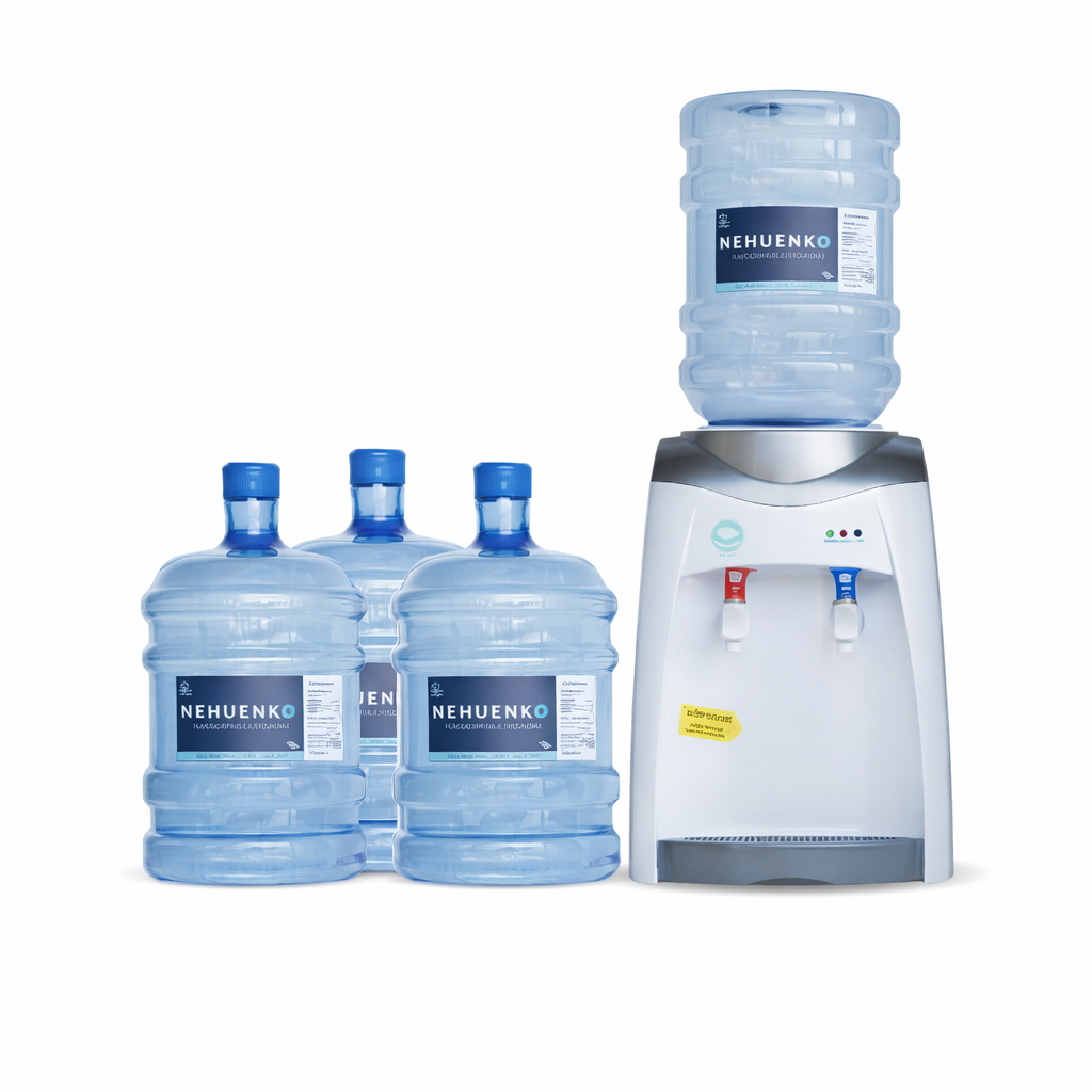 Pack Inicial: 4 Recargas 10 Litros con Botellón y Dispensador frío caliente sobremesa Gris