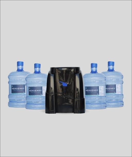 Pack Inicial: 4 Recargas 10 Litros con Botellón y Dispensador Negro