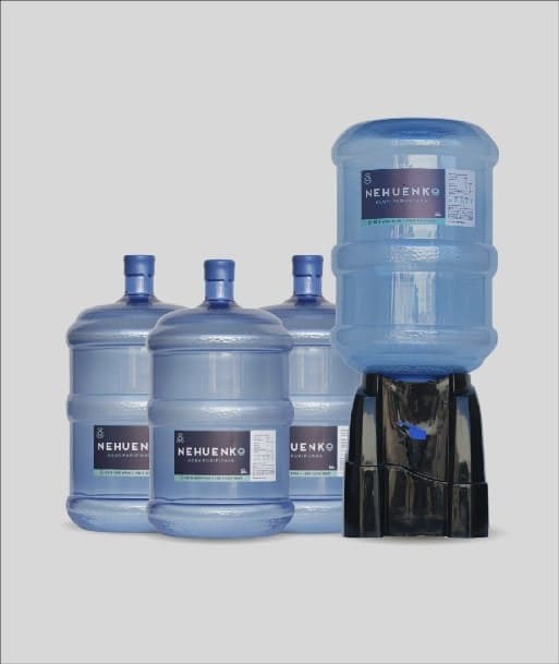Pack Inicial: 4 Recargas 20 Litros con Botellón y Dispensador Plástico - Negro